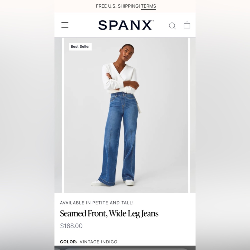 Brand new, never worn! SPANX Seamed Front Wide Leg Jeans!